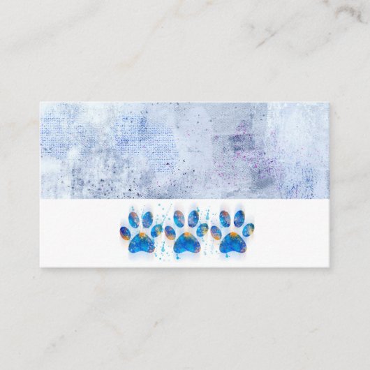 犬の足は青と白の水の色を印刷デザイン 名刺 (正面)