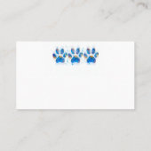 犬の足は青と白の水の色を印刷デザイン 名刺 (裏面)