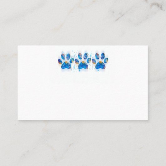 犬の足は青と白の水の色を印刷デザイン 名刺 (裏面)