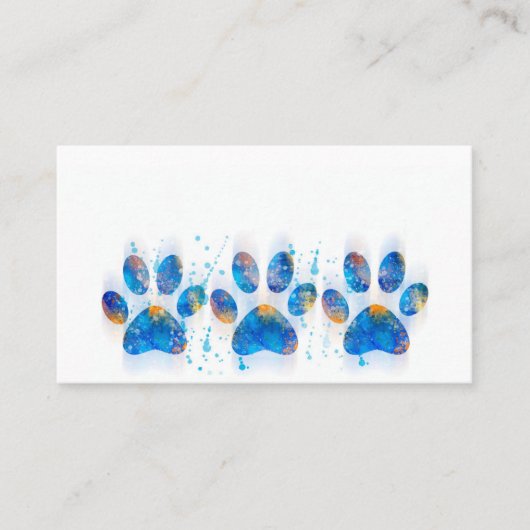 犬の足は青と白の水の色を印刷デザイン 名刺 (正面)