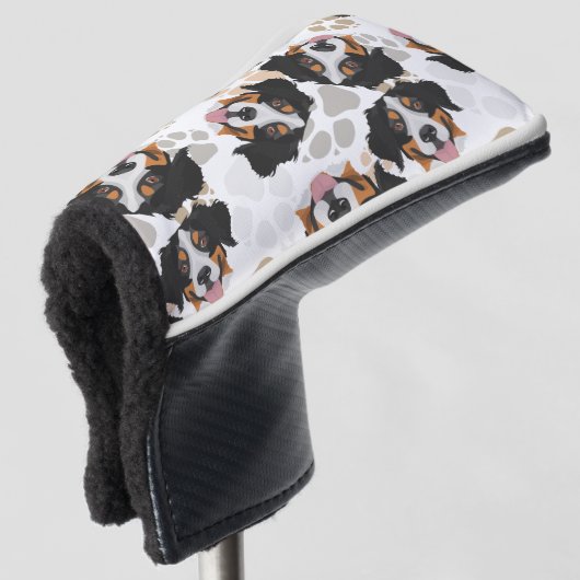 犬の足パターンバーニーズ・マウンテン・ドッグ ゴルフヘッドカバー (3/4 正面)