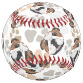 犬の足パターン英語ブルドッグ ソフトボール (裏面)