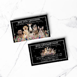 犬の足フレーム花 名刺