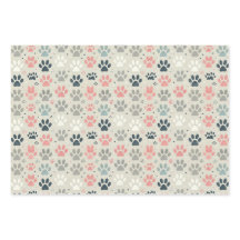 犬の足プリントラッピング紙フラットシートセット3