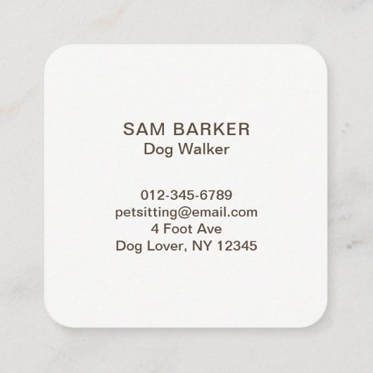 犬の足プリント広場 |ペット座り |ペット・ケア スクエア名刺 (裏面)
