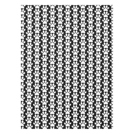 犬の足動揺して白黒動物愛好家 テーブルクロス (正面)