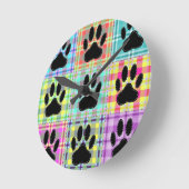 犬の足柄のキルト ラウンド壁時計 (傾斜)