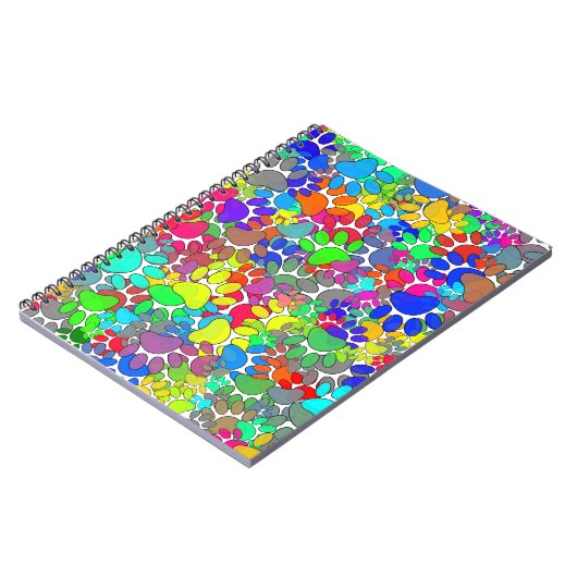 犬の足跡がたくさんあるデザイン ノートブック (左側)