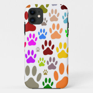 犬の足跡が全体に iPhone 11 ケース