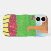 犬の足跡とさくらんぼのスマホケース iPhone 16ケース (裏面横)
