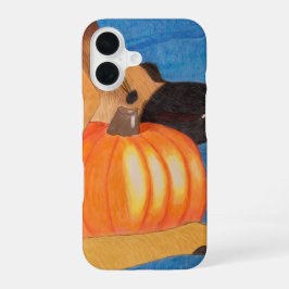 犬の足跡とカボチャのスマホケース iPhone 16ケース