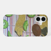 犬の足跡とキウイのスマホケース iPhone 16ケース (裏面横)
