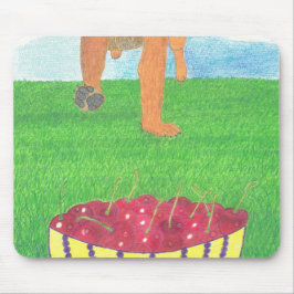 犬の足跡とチェリー マウスパッド