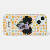 犬の足跡と写真  iPhone 15ケース (裏面横)