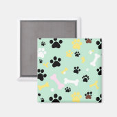 犬の足跡と骨のパターン マグネット (正面/裏面)