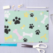 犬の足跡と骨のパターン 薄葉紙 (クラフト)