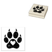 犬の足跡にハートのウッドスタンプ ラバースタンプ (押印)