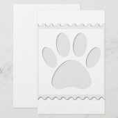 犬の足跡のカットアウト 便箋 (正面/裏面)