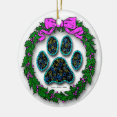 犬の足跡のクリスマスオーナメント セラミックオーナメント (左)