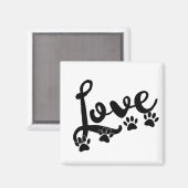 犬の足跡のタイポグラフィが好き マグネット (正面/裏面)