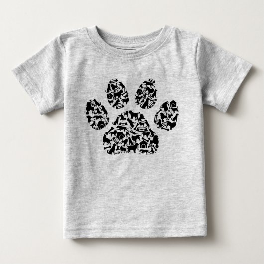 犬の足跡のドッグペットアート ベビーTシャツ (正面)