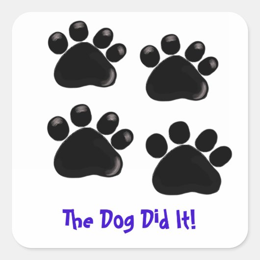 犬の足跡の文言入り スクエアシール (正面)