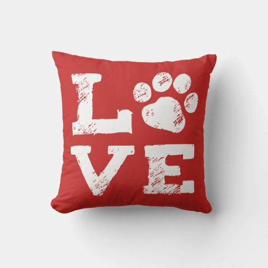 犬の足跡のLOVE クッション (正面)