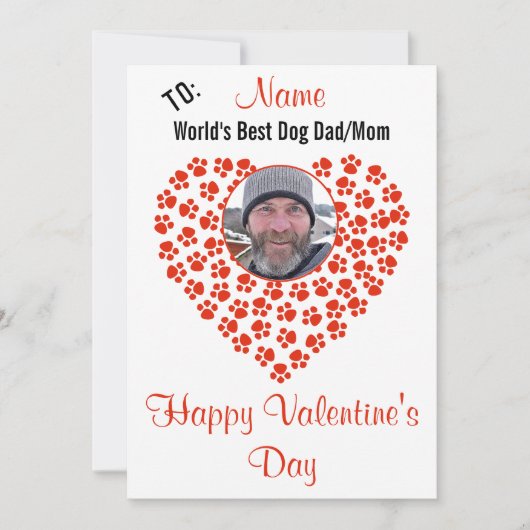犬の足跡カスタマイズ可能なバレンタインデーのメッセージ 休日 シーズンカード (正面)