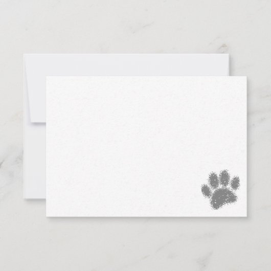犬の足跡ゴムスタンプ効果ブランク ノートカード (正面)