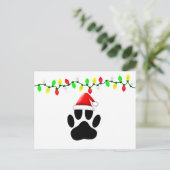 犬の足跡サンタ帽子のクリスマスイルミネーション シーズンポストカード (スタンド正面)