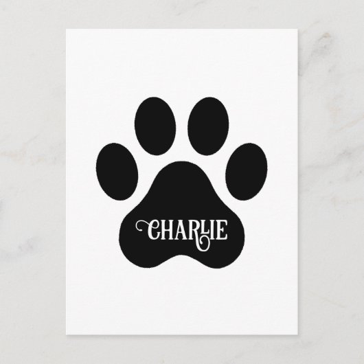犬の足跡ネーム シルエットデザイン ポストカード (正面)