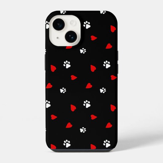 犬の足跡ハート柄 iPhoneケース (裏面)