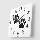 犬の足跡ペット スクエア壁時計 (傾斜)