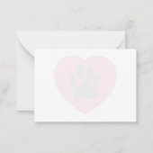 犬の足跡付きの赤いハートの無地 ノートカード (裏面)