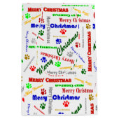 犬の足跡入り光沢中サイズクリスマスギフトバッグ ミディアムペーパーバッグ (正面)