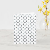 犬の足跡銀色の白い金フェイク属箔 カード (黄色い花)