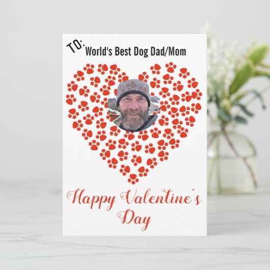 犬の足跡 カスタマイズ可能なバレンタインメッセージ シーズンカード (スタンド正面)