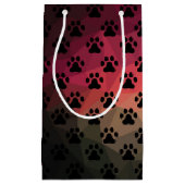 犬の足跡, 動物の足跡, 猫のペット動物 スモールペーパーバッグ (正面)