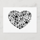 犬の足跡, 子犬の足跡, 動物の足跡, ハート, ペット ポストカード (正面)