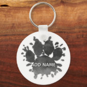 犬の足跡 水彩画 オーダーメイド ネーム入り キーホルダー (正面)