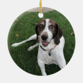 犬の足跡 赤い雪の結晶 星の写真 名前 年の装飾 セラミックオーナメント (裏面)