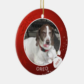 犬の足跡 赤い雪の結晶 星の写真 名前 年 オーナメント (右)