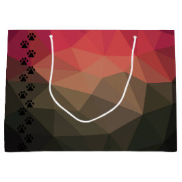 犬の足、動物の足跡、猫のペット動物 ラージペーパーバッグ