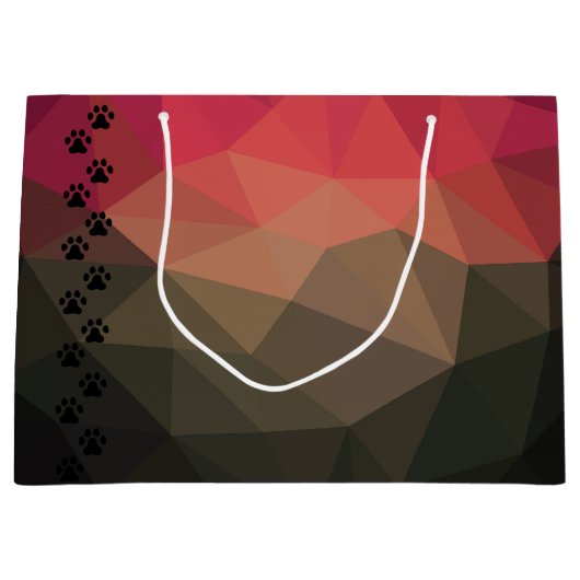 犬の足、動物の足跡、猫のペット動物 ラージペーパーバッグ (正面)