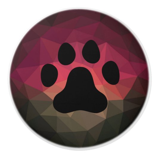 犬の足、動物の足跡、猫の足 セラミックノブ (正面)