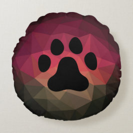 犬の足、動物の足跡、猫の足 ラウンドクッション