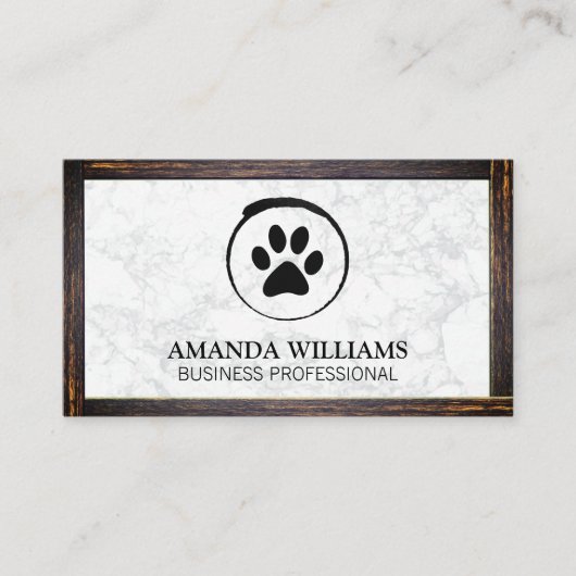 犬の足 |大理石 |ウッド縁ど 名刺 (正面)