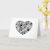 犬の足、子犬の手、動物の手、ハート、ペット カード (黄色い花)