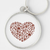 犬の足、子犬の手、動物の手、ハート、ペット キーホルダー (正面)