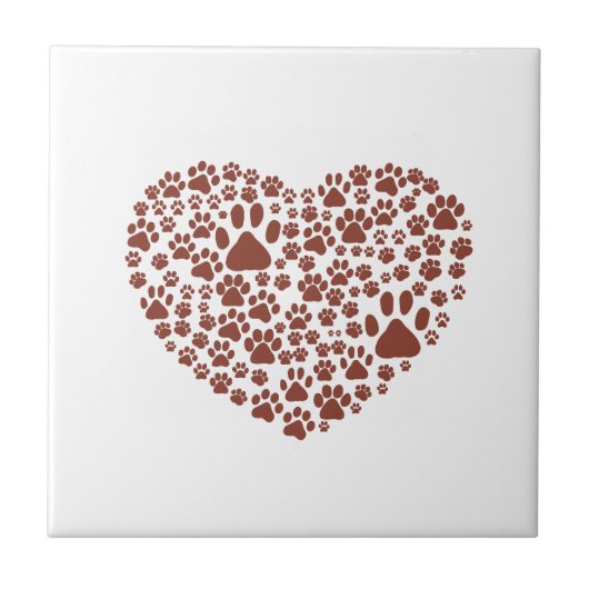 犬の足、子犬の手、動物の手、ハート、ペット タイル (正面)